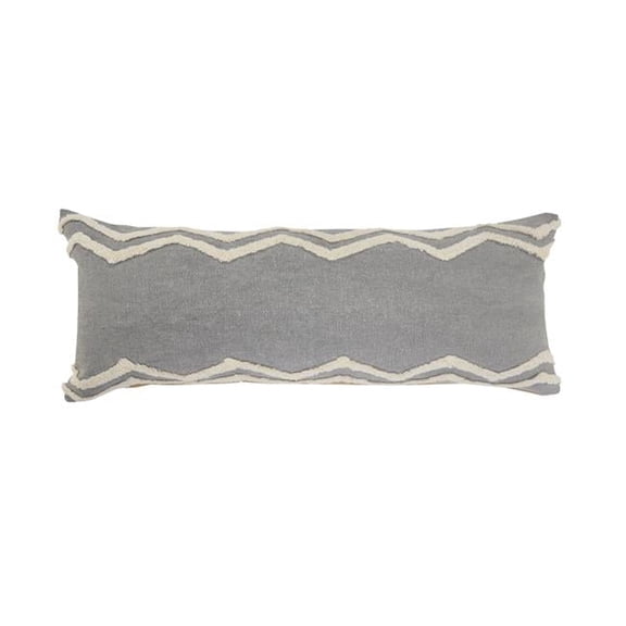 14 x 14 x 36 in. Gray Chevron Zippered 100 Percent Cotton Throw Pillow - Set of 2