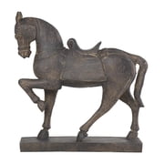 14 x 15 Brown Polystone Prancing Horse Sculpture, by DecMode