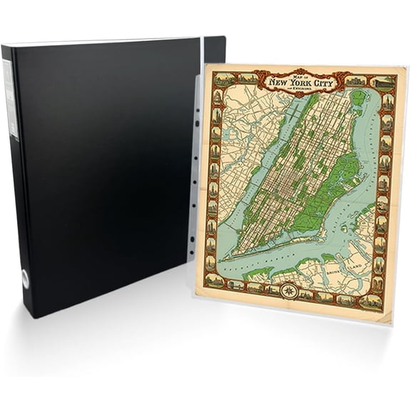 14 x 17 Binder, 3-Ring Large Binder with Matching 14 x 17 Sheet Protectors (50 Sheets) by Keepfiling