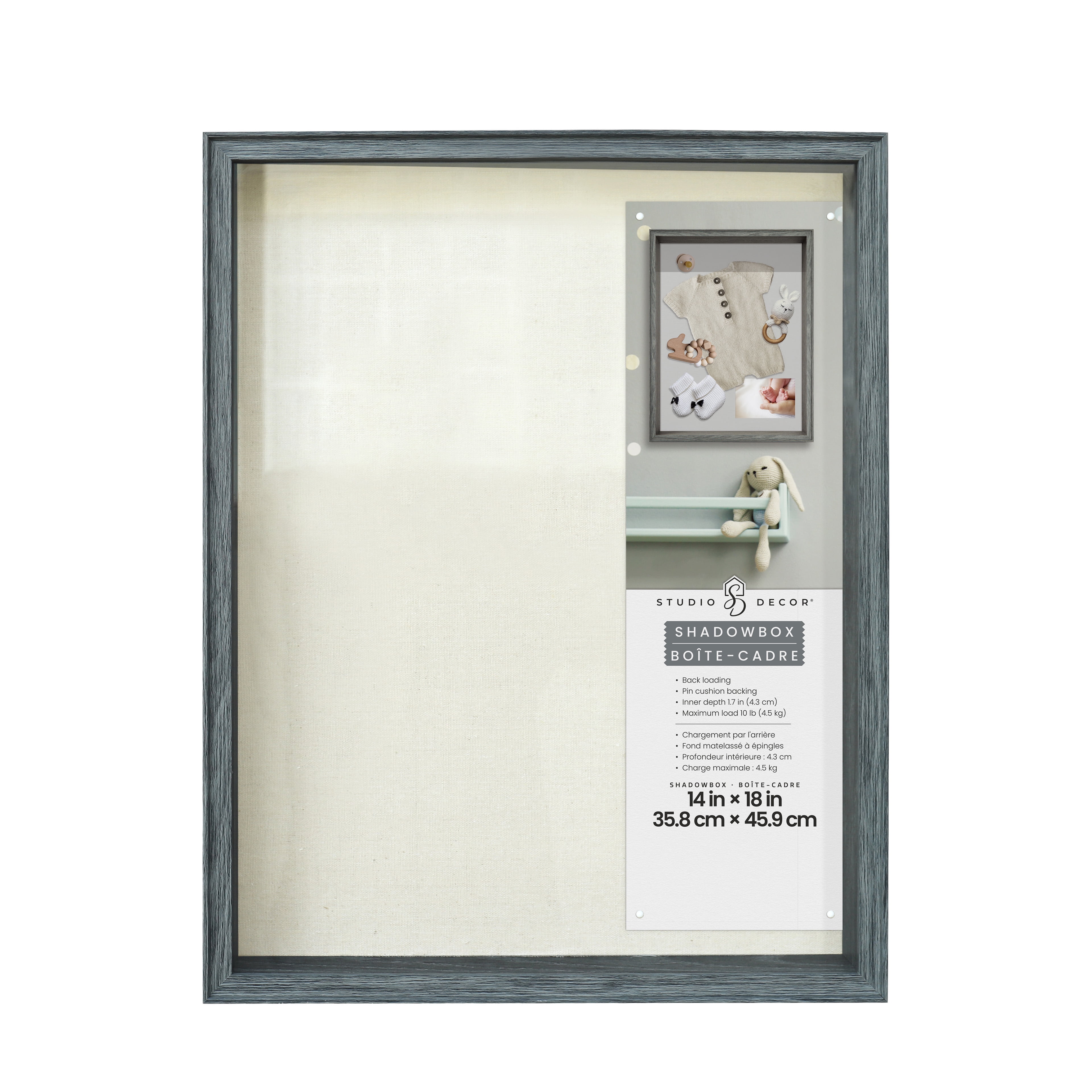 Gray Wood Grain 14" x 18" Shadow Box Frame