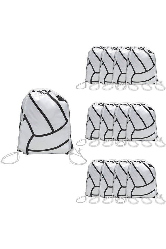 14" x 18" Large Volleyball Nonwoven Drawstring Backpacks - 12 pieces