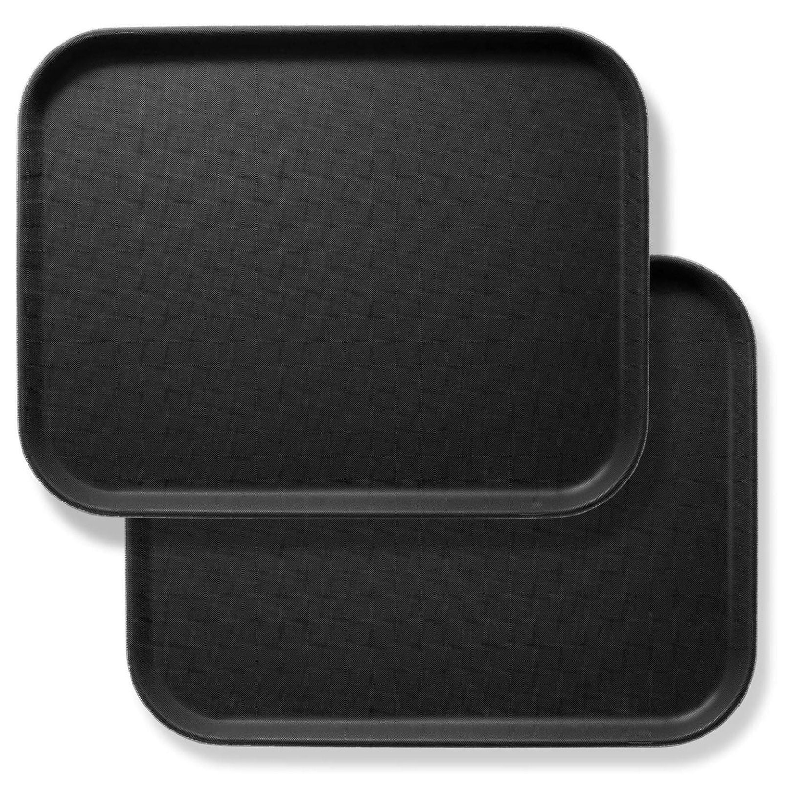 Jubilee 14" x 18" Black Rectangular Non-Skid Serving Trays, Set of 2