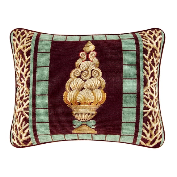 14" x 18" Seashell Topiary Needlepoint Pillow