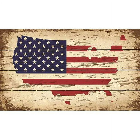 14 x 18 in. American Flag In United States Map Wood Pallet Wall Art Sign