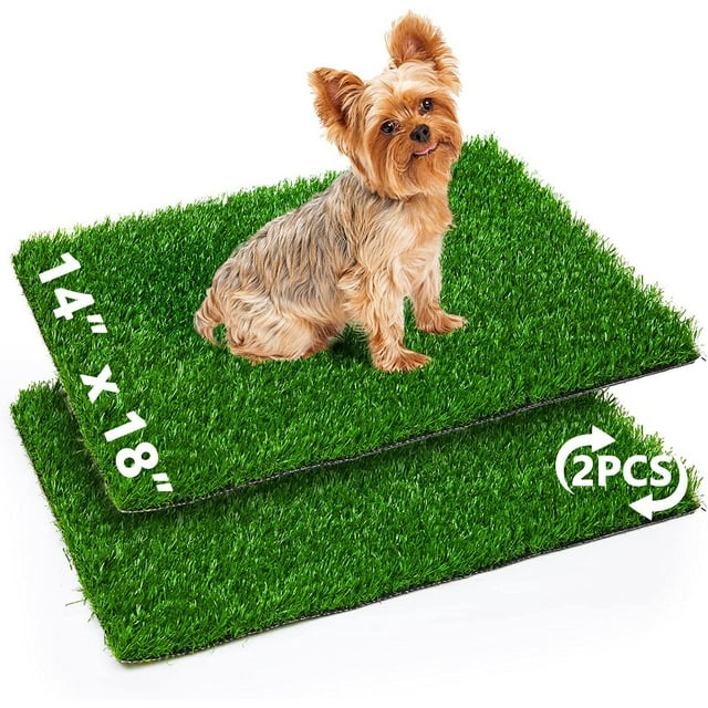 14 x 18 inch Artificial Grass Puppy Pee Pad, 2Pack Reusable Fake Grass Turf for Dog Potty