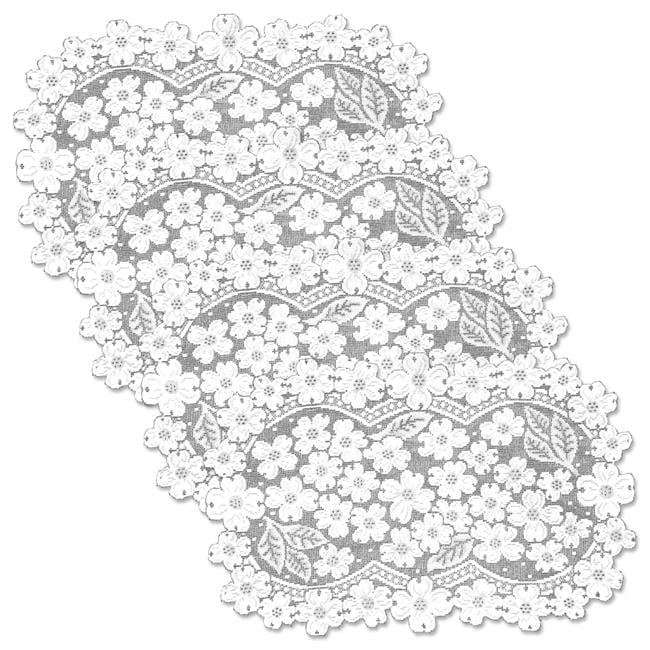 White Lace Rectangular Dogwood Blossom Placemats Set of 4