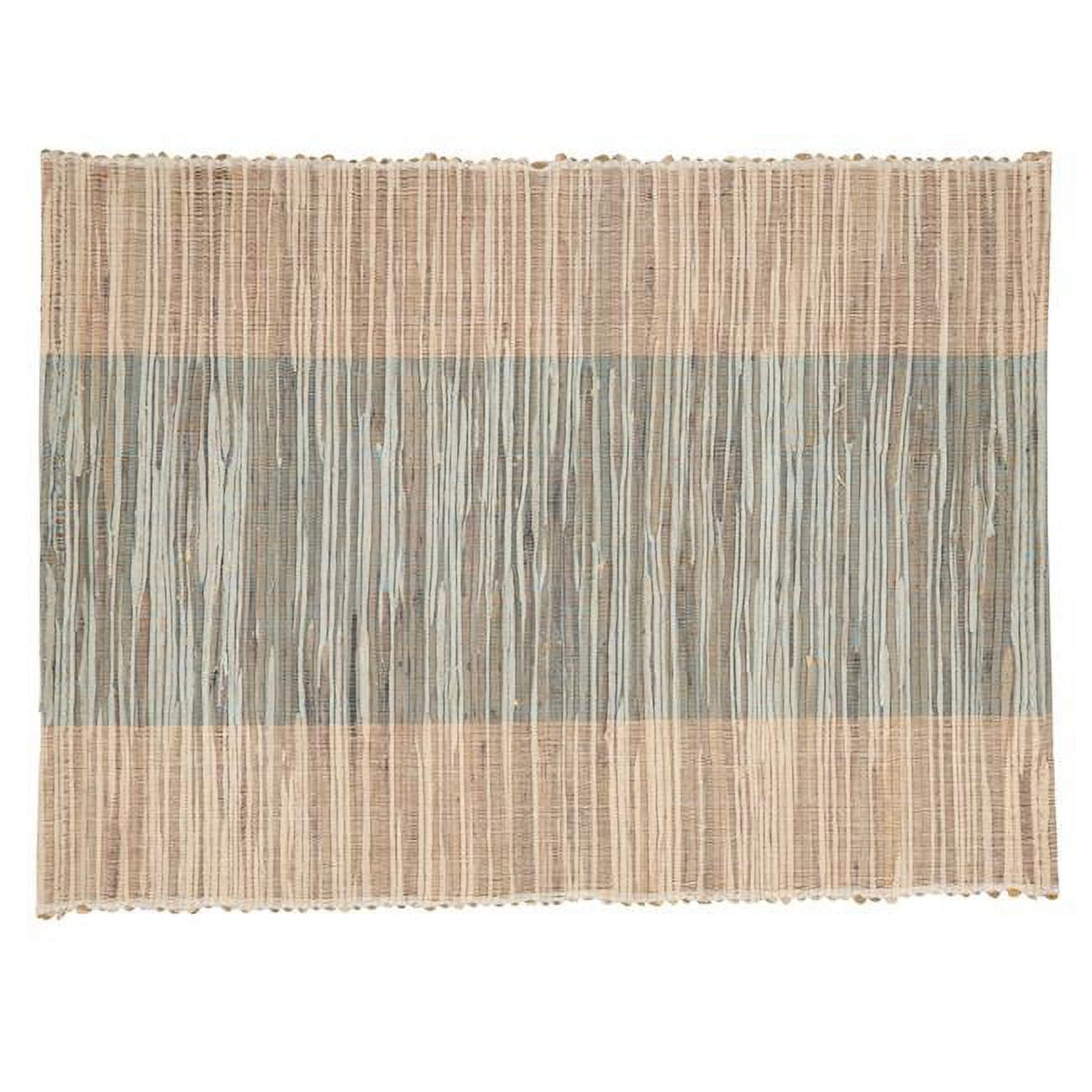 Turquoise and Beige Shimmering Banded Fabric Placemats Set of 4
