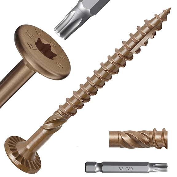 #14 x 2-7/8 Inch Wood Structural Lag Screws 50Pcs Star Drive Decking Wood Screws, Rust Resistant Timber Screws for Timber/Log/Landscaping (Brown)