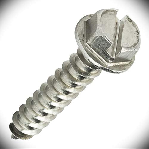 #14 x 2" Size Hex Head Sheet Metal Screws Metric Hardware Fastener Kit Self Tapping Stainless Steel Set of 25