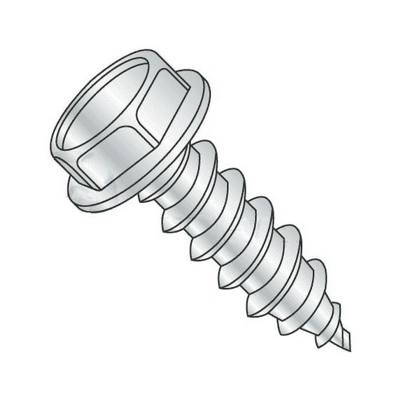 #14 x 2" Type A Self-Tapping Screws / Slotted / Hex Washer / Stainless Steel 18-8 (Quantity: 500 pcs)