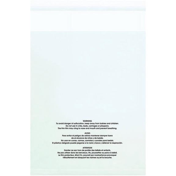 Office Depot Brand Resealable 1.5-mil Poly Bags With Suffocation Warning, 20" x 14", Clear, Pack Of 100 Bags