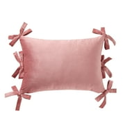Home Decor Collection 14" x 20" Blush Pink Velvet Bow Oblong Decorative Pillow