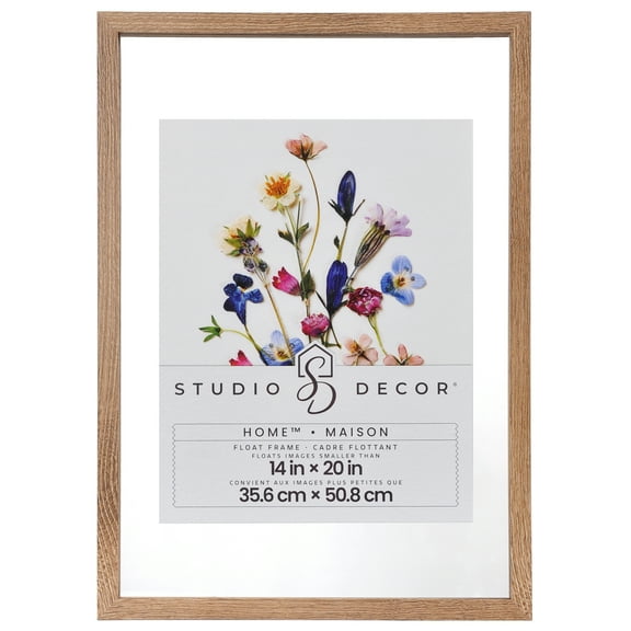 14" x 20" Brown Home Float Picture Frame by Studio Decor - Includes Pre-attached Hanging Hardware - Horizontal or Vertical Display - 1 Pack