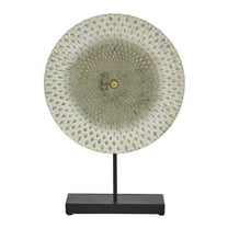 14" x 20" Gray Metal Geometric Sculpture with Black Base, by DecMode