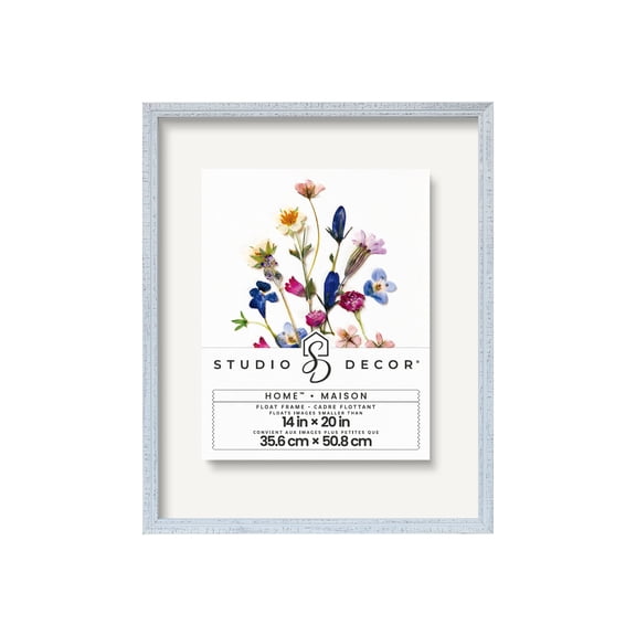 Studio Decor 14" x 20" Home White Distressed Float Picture Frame - Includes Pre-attached Hanging Hardware, Horizontal or Vertical Display - 1 Pack