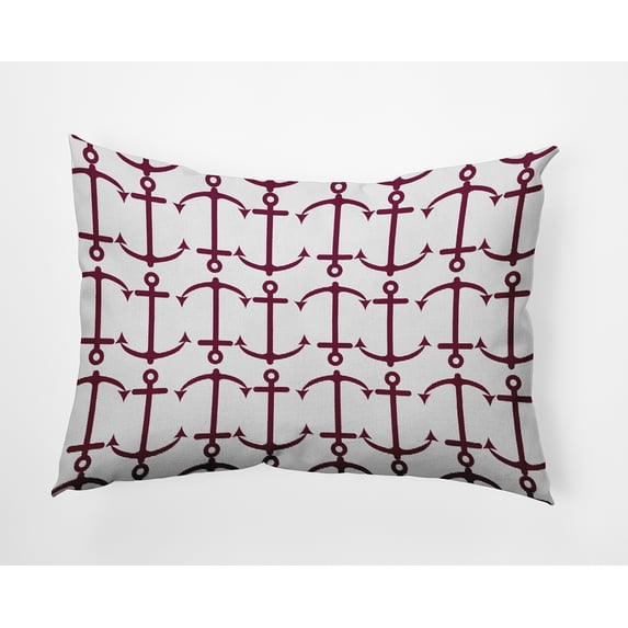 14" x 20" Simply Daisy Anchor Pattern Indoor/Outdoor Pillow, Maroon Red Qty 1