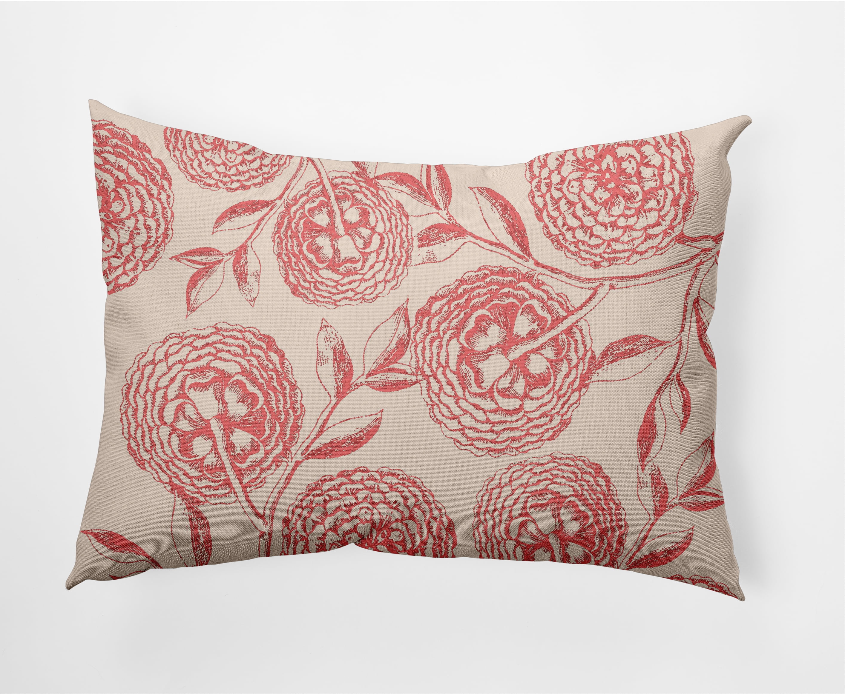 Blush Coral Floral Decorative Lumbar Throw Pillow 14" x 20"