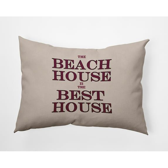 14" x 20" Simply Daisy Beach House Best House Indoor/Outdoor Pillow, Maroon Red Qty 1