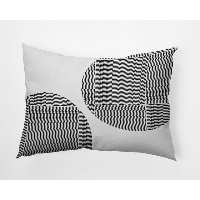 14" x 20" Simply Daisy Circles and Squares Indoor/Outdoor Pillow, Raven Black Qty 1