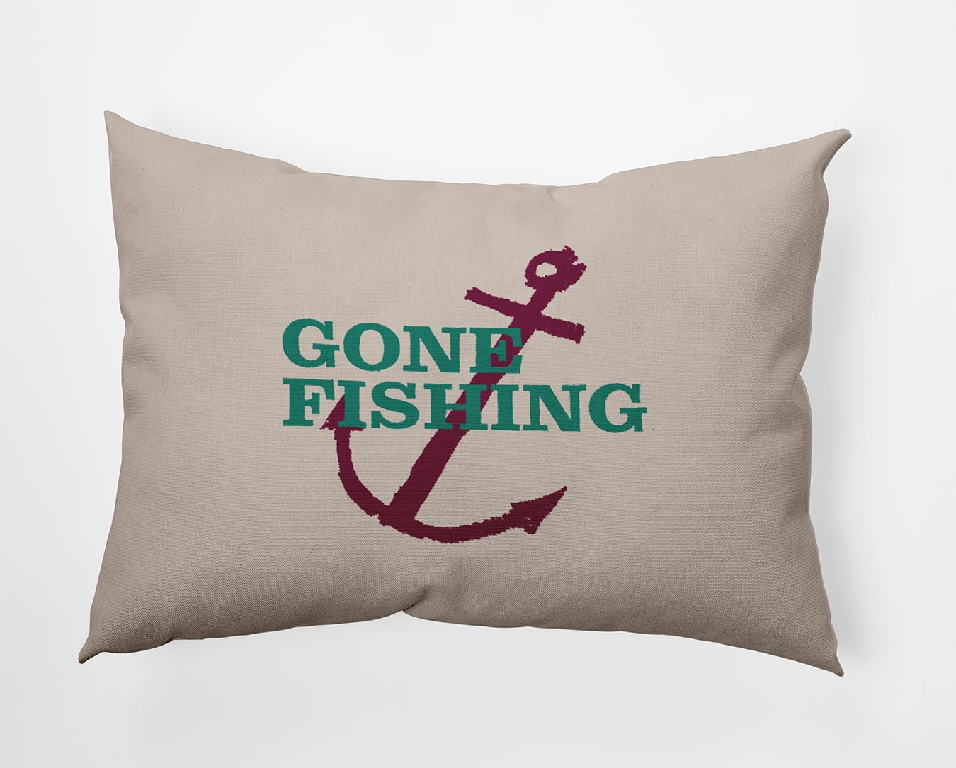 14" x 20" Simply Daisy Gone Fishing Indoor/Outdoor Pillow, Kelly Green Qty 1