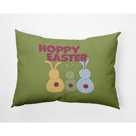 14" x 20" Simply Daisy Hoppy Easter Indoor/Outdoor Pillow, Apple Green Qty 1