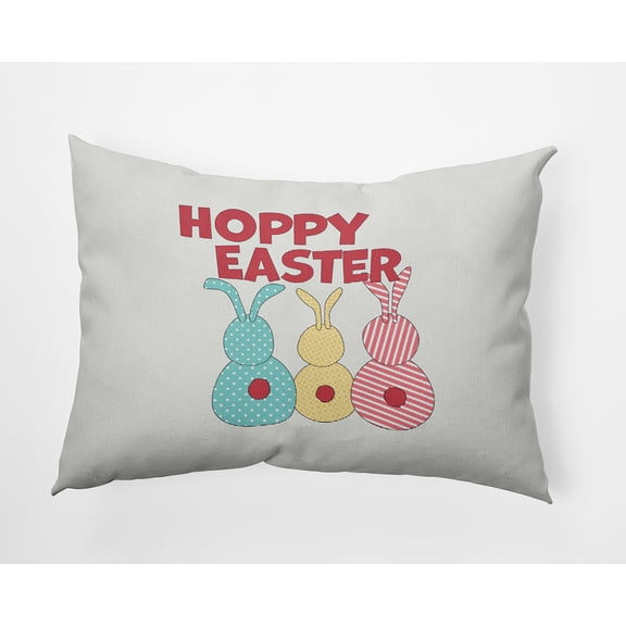 14" x 20" Simply Daisy Hoppy Easter Indoor/Outdoor Pillow, White Qty 1