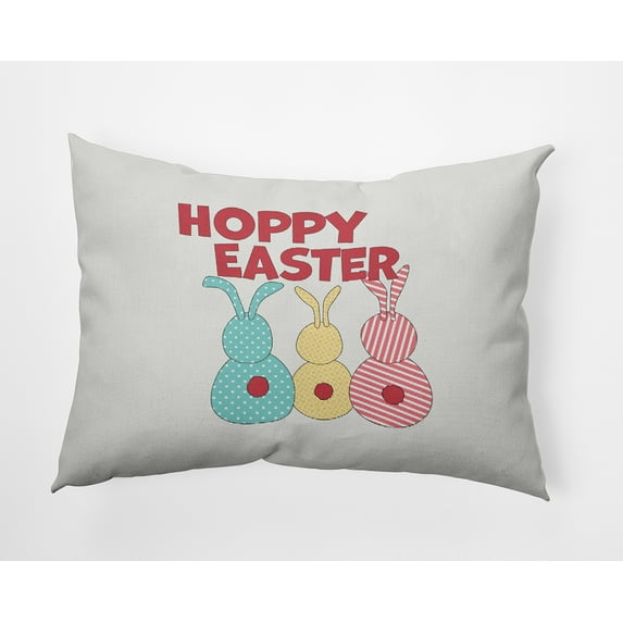 14" x 20" Simply Daisy Hoppy Easter Indoor/Outdoor Pillow, White Qty 1