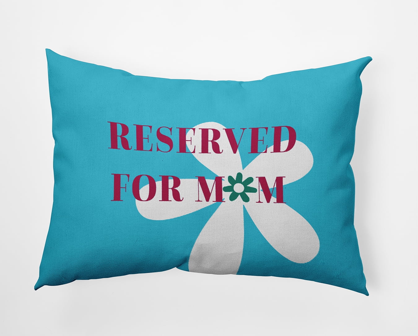 14" x 20" Simply Daisy Reserved for Mom with Flowers Indoor/Outdoor Pillow, Turquoise Qty 1