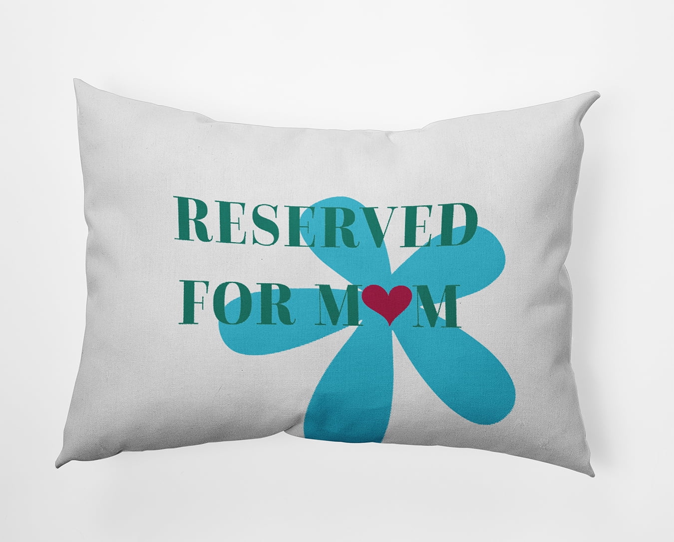 14" x 20" Simply Daisy Reserved for Mom with Hearts Indoor/Outdoor Pillow, Turquoise Qty 1