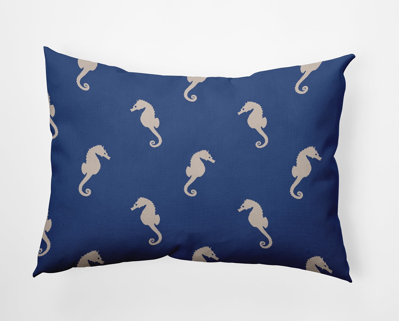 14" x 20" Simply Daisy Sea Horses Indoor/Outdoor Pillow, Nautical Navy Qty 1