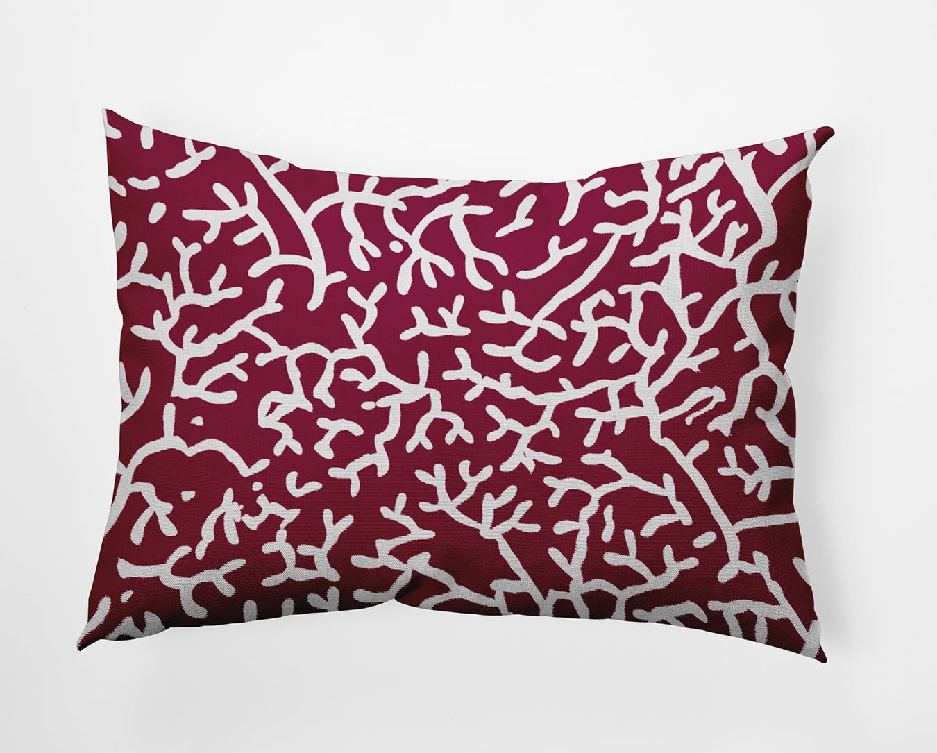 14" x 20" Simply Daisy Seaweed Indoor/Outdoor Pillow, Maroon Red Qty 1