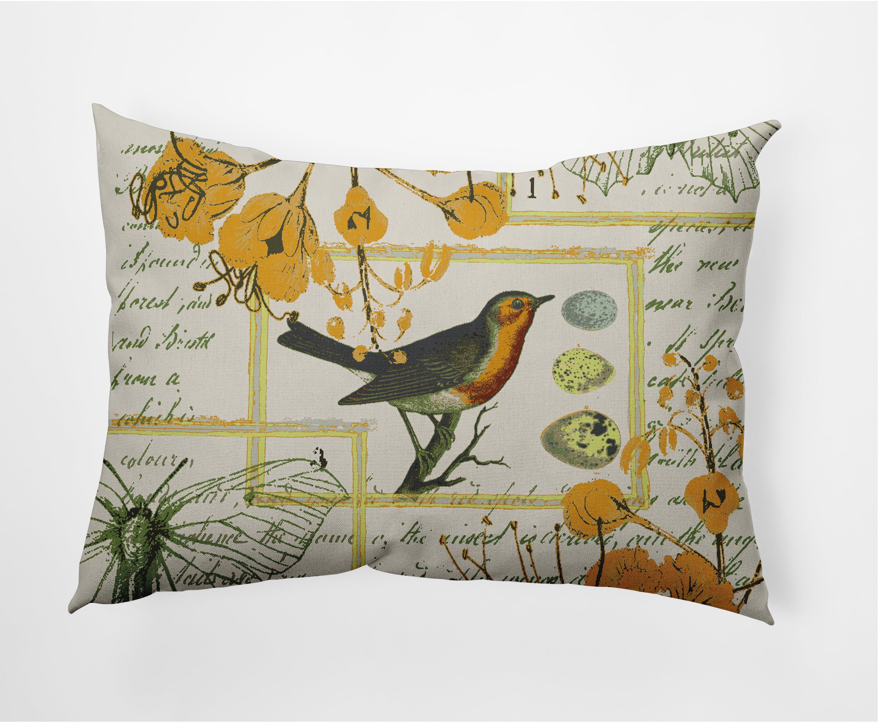 14" x 20" Simply Daisy Singing Bird Decorative Lumbar Throw Pillow