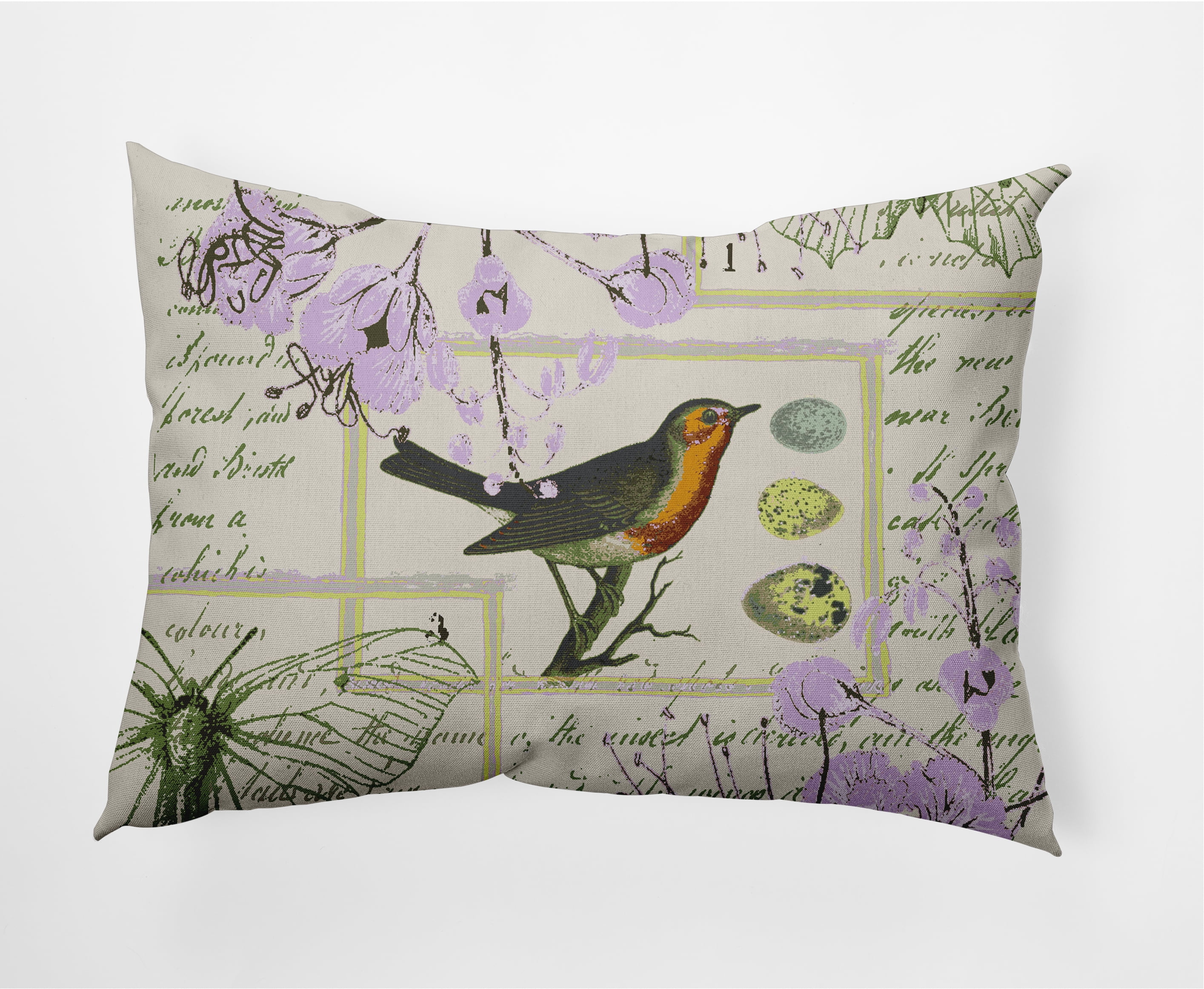14" x 20" Simply Daisy Singing Bird Decorative Lumbar Throw Pillow