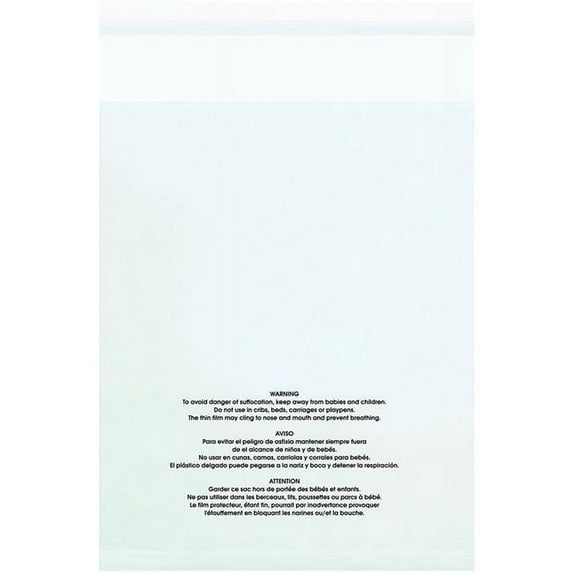 14 x 20 in. - 1.5 Mil Resealable Suffocation Warning Poly Bags with Vent Holes - Clear - Pack of 100