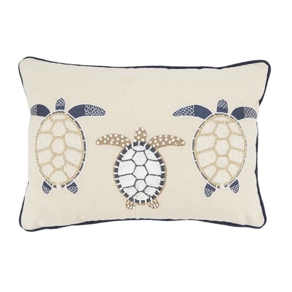 14 x 20 in. Aquatic Dreams Turtle Poly Filled Throw Pillow, Ivory