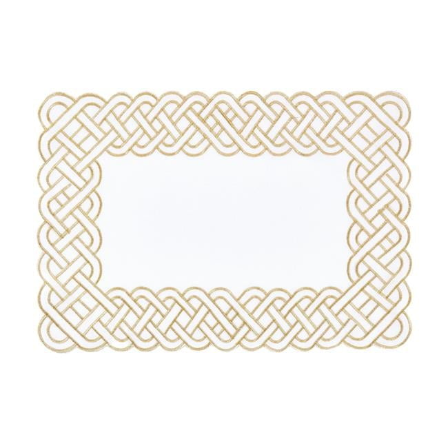 Gold Embroidered Fabric Rectangle Placemats Set of 4