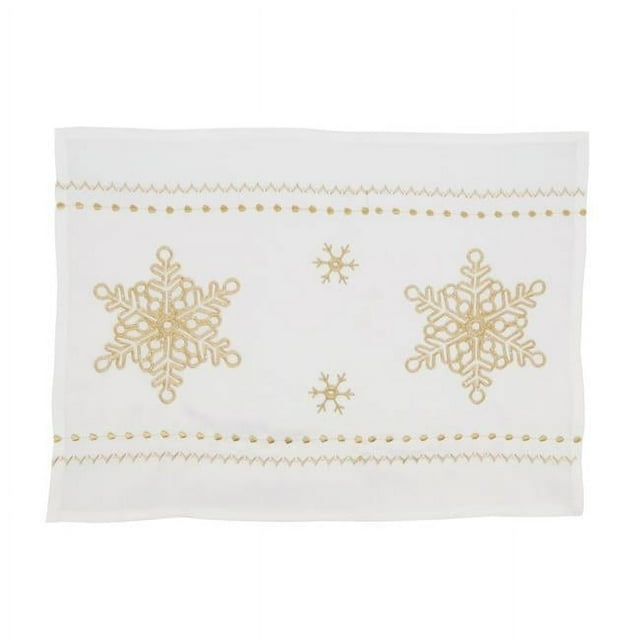 14 x 20 in. Elegant Snowflake Embroidered Oblong Placemat, White - Set of 4