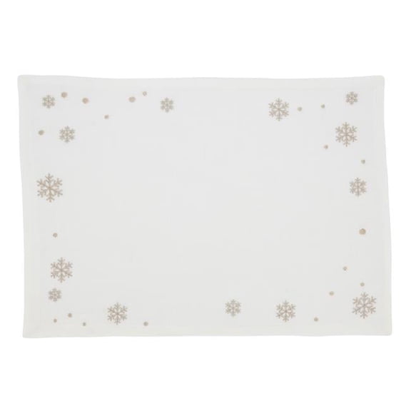 14 x 20 in. Frosty Flakes Embroidered Snowflake Oblong Placemat, Gold - Set of 4