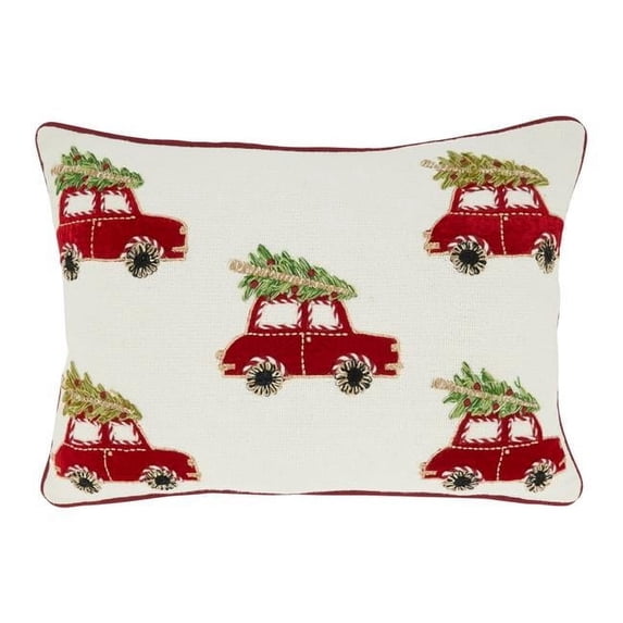 14 x 20 in. Holiday Highways Christmas Cars Oblong Down Filled Throw Pillow, Multi Color