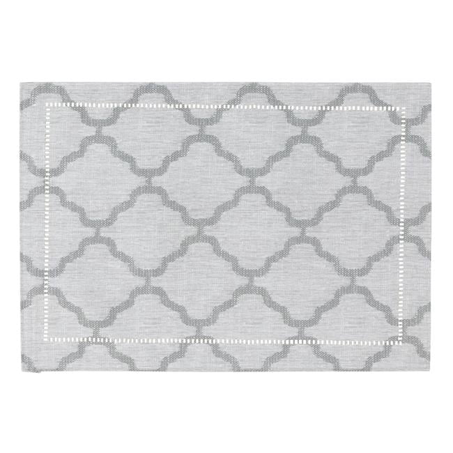Gray Fabric Laser-Cut Hemstitch Placemats Set of 4