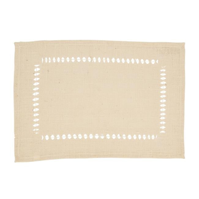 Ivory Jute Hemstitch Rectangle Placemats Set of 4