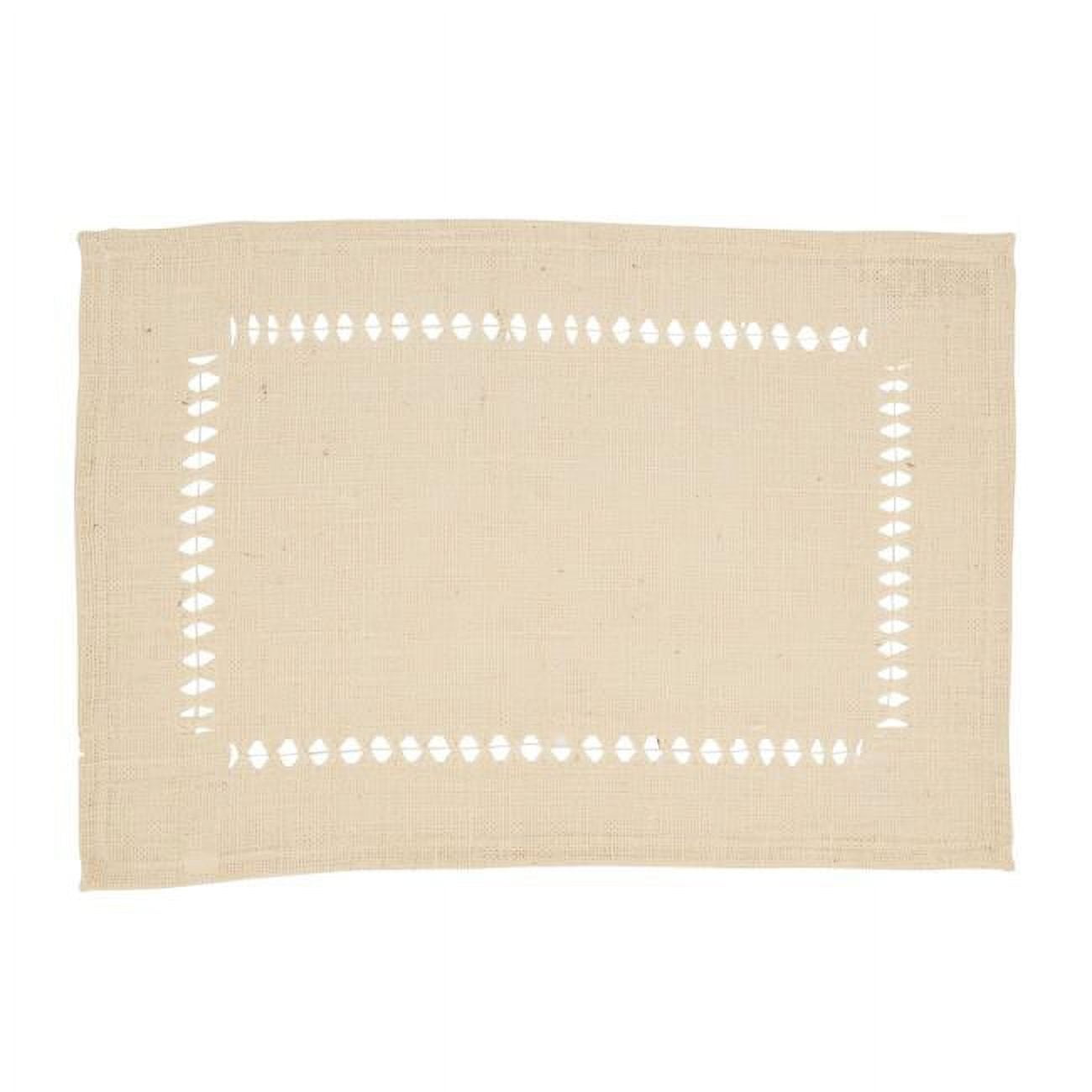 Ivory Jute Hemstitch Rectangle Placemats Set of 4