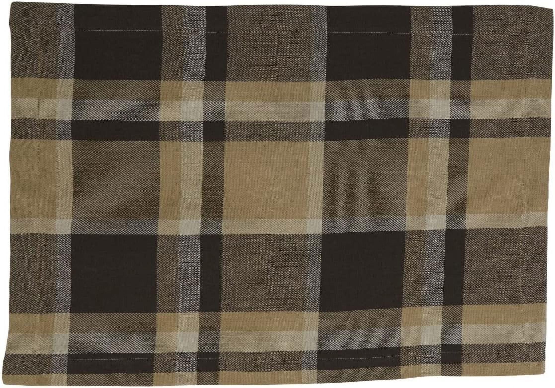 Brown Plaid Cotton Rectangular Placemats, Set of 4