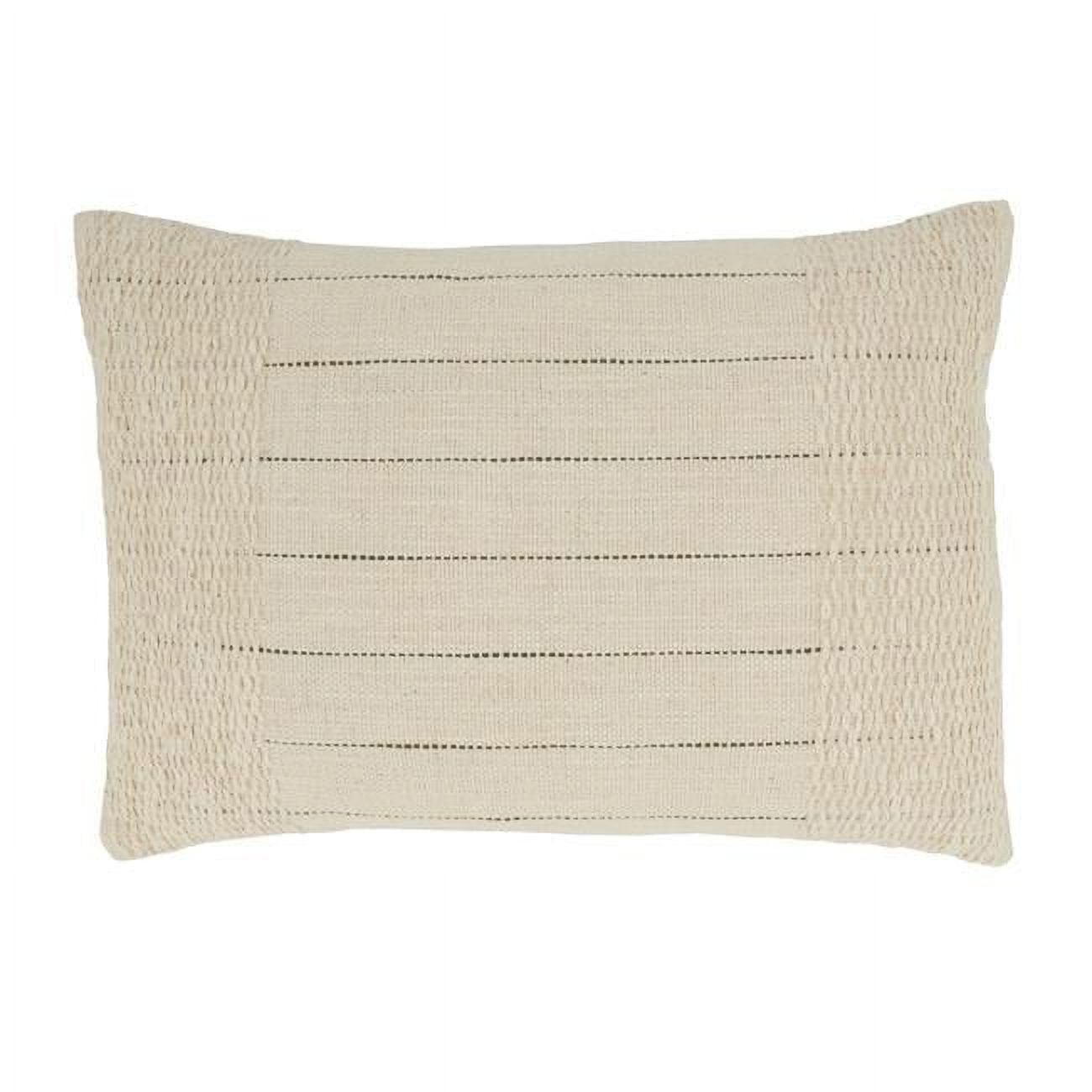 Natural Cotton Textured Striped Rectangular Throw Pillow