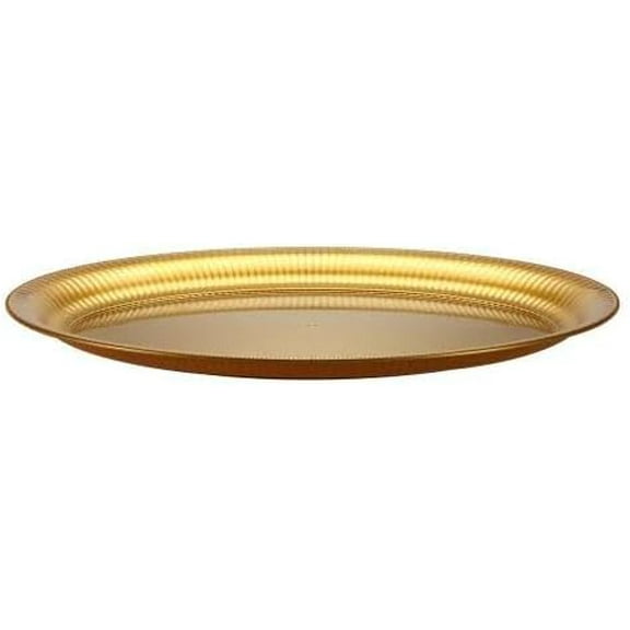 14 x 21 Inch Gold Oval Plastic Tray – Large Disposable Serving Platter for Catering, Parties, Events, Buffets, Weddings, Banquets, Food Display, Lightweight and Durable (12)