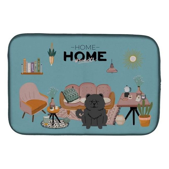 14 x 21 in. Black Chow Chow Sweet Home Dish Drying Mat