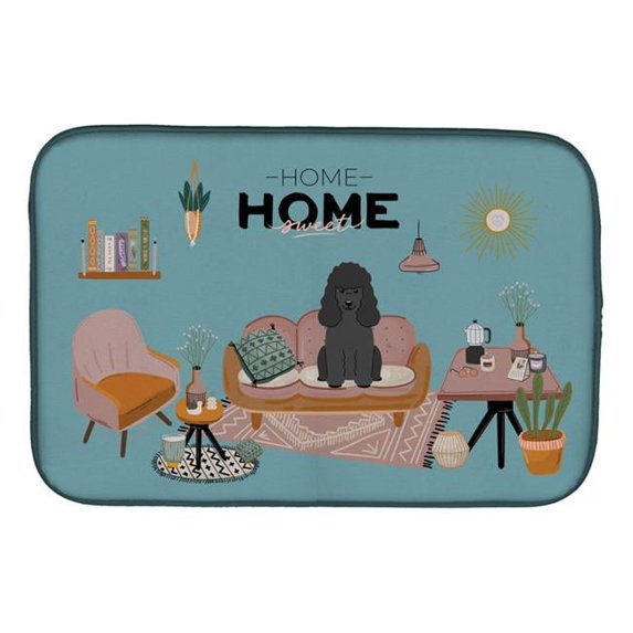 14 x 21 in. Black Poodle Sweet Home Dish Drying Mat