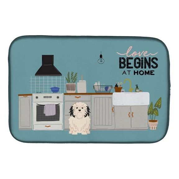 14 x 21 in. Lowchen Kitchen Scene Dish Drying Mat