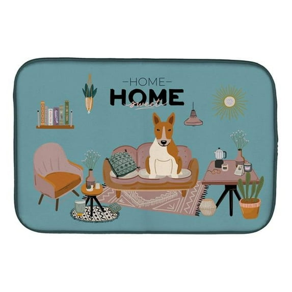 14 x 21 in. Red White Bull Terrier Sweet Home Dish Drying Mat