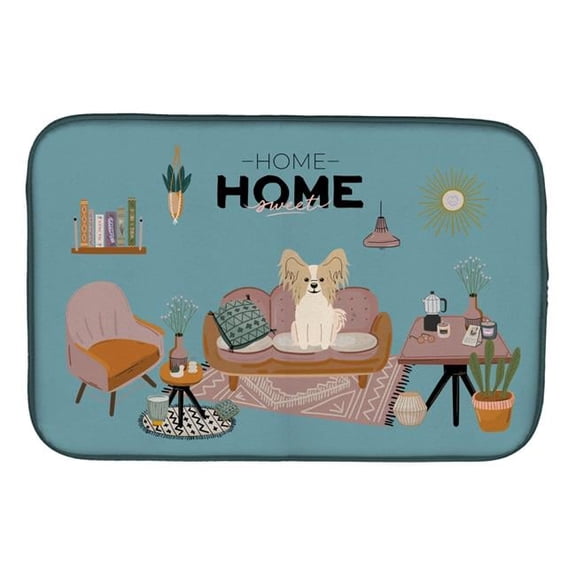 14 x 21 in. Sable White Papillon Sweet Home Dish Drying Mat
